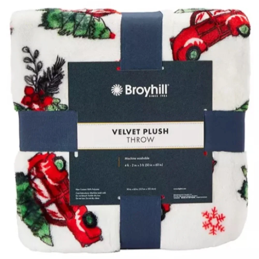 NWT- Velvet Plush Reversible-Truck & Tree 🌲 Holiday Throw Blanket 50x60